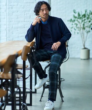 23区GOLF 【MEN/EC限定】【吸水速乾/UVケア】リブ襟 モックネックシャツ ネイビー系