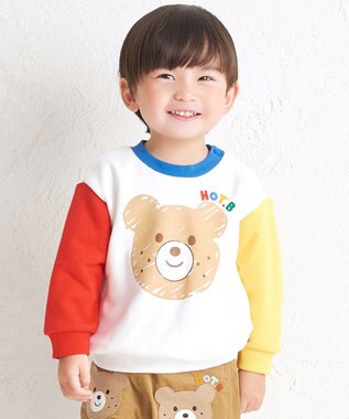 MIKI HOUSE HOT BISCUITS 【80-120cm】ビッグフェイスプリント 裏毛パイル素材 トレーナー