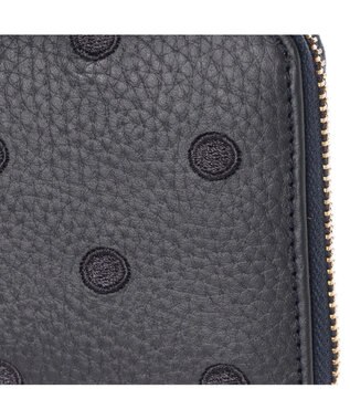 UNBILLION ペルケ perche / 牛革ドット刺繍ラウンド長財布 ネイビーキャメル