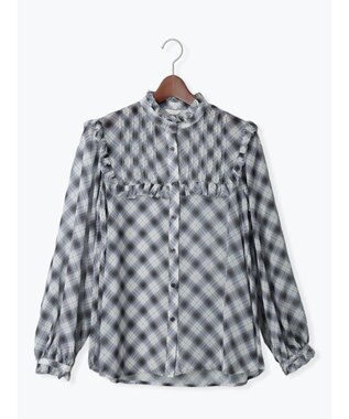 Te chichi パターンアソートシフォンフリルブラウス ブラック