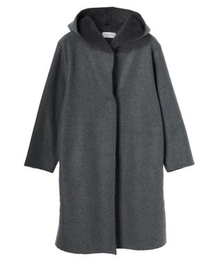 Green Parks フード付き裏ボアロングコーディガン Gray Mixture