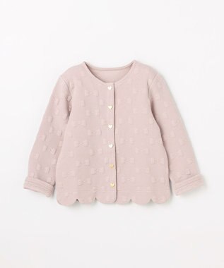 ANY KIDS リボン ジャガード カーディガン ベージュ