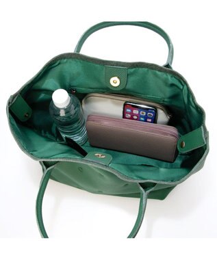 UNBILLION ペルケ perche / 牛革ドット刺繍トートバッグ グリーン