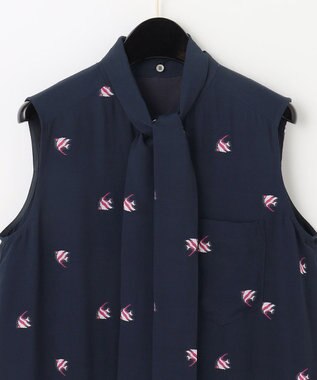 GRACE CONTINENTAL エンゼルフィッシュジャガードワンピース ネイビー