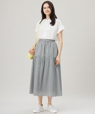 自由区 【洗える】ソフトリネンフリルディティール ブラウス オフ