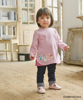 組曲 KIDS 【80-100㎝】シナぷしゅトロピカルボーダー Tシャツ ピンク