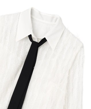 GRACE CONTINENTAL フリンジレースタイ付ブラウス ホワイト