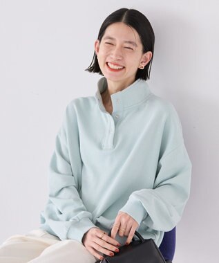 AMERICAN HOLIC 襟付き刺繍入りミニ裏毛プルオーバー Mint