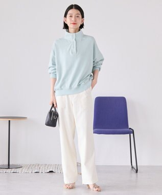 AMERICAN HOLIC 襟付き刺繍入りミニ裏毛プルオーバー Mint