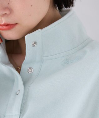 AMERICAN HOLIC 襟付き刺繍入りミニ裏毛プルオーバー Mint