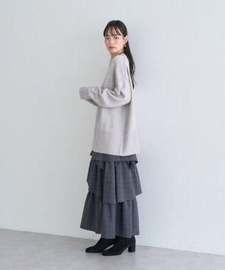 earth music&ecology 【毛玉防止 / 洗濯機洗い可】アンチピリングモックネックバックスリットニット Gray