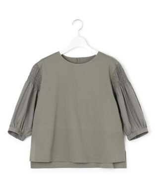 23区 【汗じみ防止/洗える】ギャザーディテール カットソー カーキ系