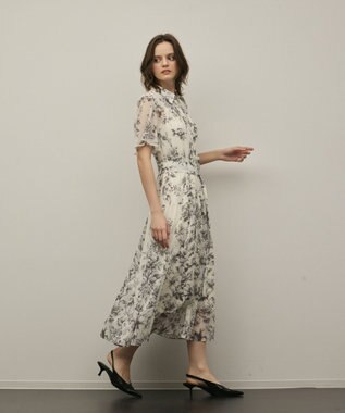 GRACE CONTINENTAL フラワープリントシャツフレアワンピース キナリ