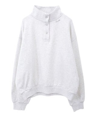 AMERICAN HOLIC 襟付き刺繍入りミニ裏毛プルオーバー Oatmeal