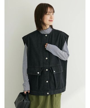 Green Parks ・ＥＬＥＮＣＡＲＥ　ＤＵＥ　ノーカラーデニムベスト Black