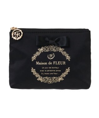 Maison de FLEUR サテンリボンティッシュケース Black