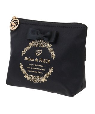 Maison de FLEUR サテンリボンティッシュケース Black