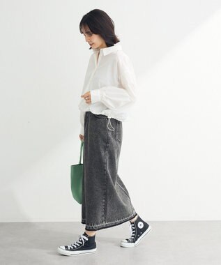 Green Parks イージーケア裾ドロストシャツ Off White