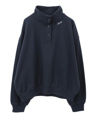 AMERICAN HOLIC 襟付き刺繍入りミニ裏毛プルオーバー Navy