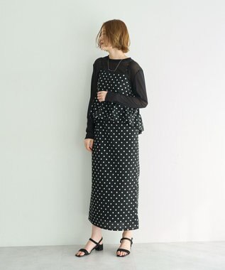 YECCA VECCA ドット柄バルーンキャミワンピース Black