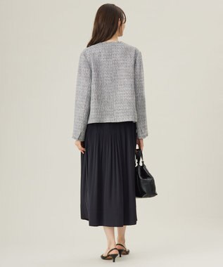 自由区 【セットアップ対応・洗える】ライトミックスツイード ジャケット モノトーン