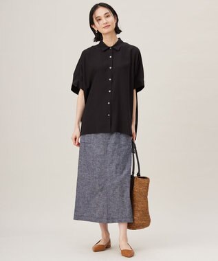 自由区 S 【接触冷感・UVケア・抗菌防臭・洗える】リヨセルポプリン ブラウス ブラック