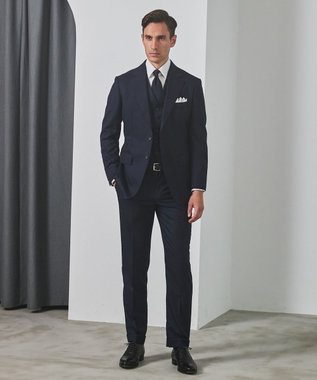 シワになりにくい【御幸毛織/みゆきけおり】Superior160s 3ピーススーツ（ネイビー）