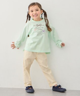 ANY KIDS 【綿100%】ロゴプリント 長袖Tシャツ ミント