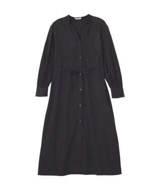 CRAFT STANDARD BOUTIQUE インド製 カットワークシシュウワンピース Black