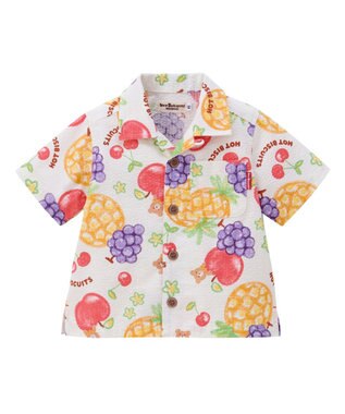 MIKI HOUSE HOT BISCUITS 【ビーンズ×フルーツシリーズ】【80-120cm】オープンカラーシャツ アイボリー