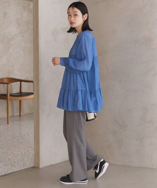 AMERICAN HOLIC シアーティアードロングブラウス Blue