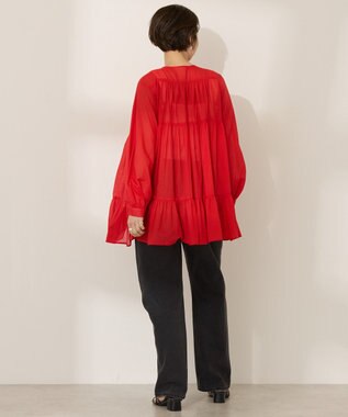 AMERICAN HOLIC シアーティアードロングブラウス Red
