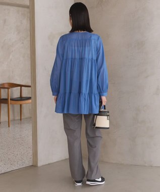 AMERICAN HOLIC シアーティアードロングブラウス Blue