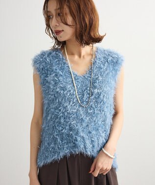 Green Parks フェザーヤーンニットベスト Blue