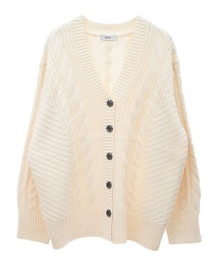 earth music&ecology アンチピリングケーブルカーディガン Ivory