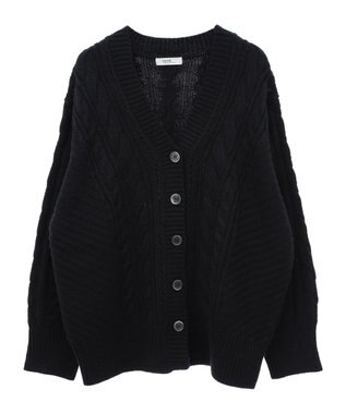 earth music&ecology アンチピリングケーブルカーディガン Black
