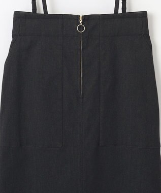 ANY SIS 【2WAY】フロントジップタイト スカート シャンブレーブラック