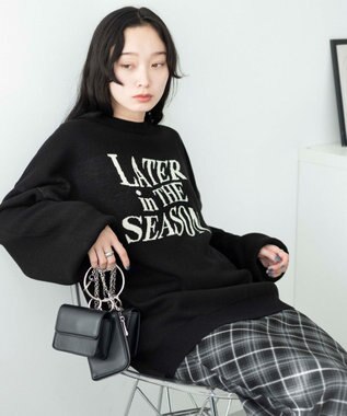 WEGO ウェーブロゴジャガードニットプルオーバー ブラック