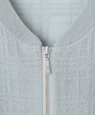 J.PRESS LADIES L 【洗える】SHEER JACQUARD ニット ブルゾン グレイッシュアクア系