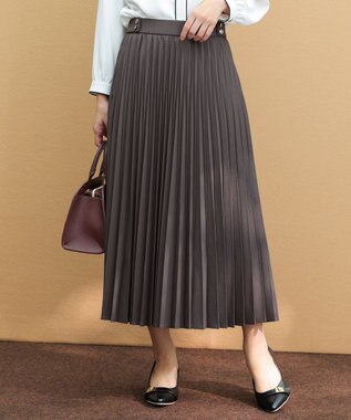 ANY SIS L ウーステッドエステル プリーツスカート