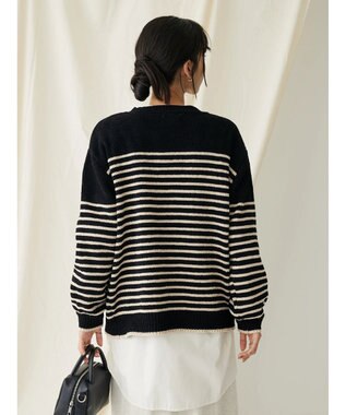 CRAFT STANDARD BOUTIQUE 洗えるモールニットボーダープルオーバー Black