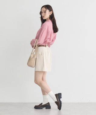 earth music&ecology 【接触冷感】綿麻混ベーシックシャツ Pink