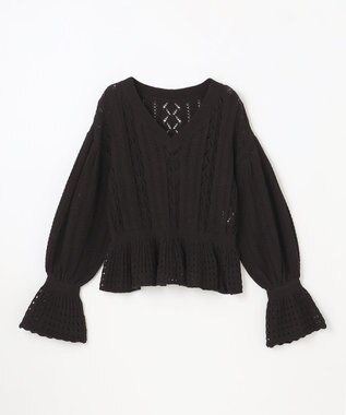 GRACE CONTINENTAL レース編ルーズニットトップ ブラック