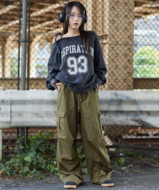 WEGO 【ウエストゴム/XSSMサイズ展開】ツイルイージーカーゴパンツ カーキ