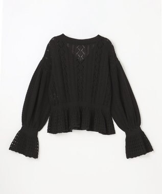 GRACE CONTINENTAL レース編ルーズニットトップ ブラック