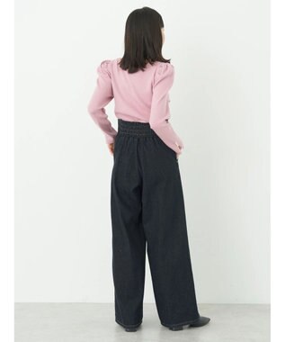 earth music&ecology ハートネック袖パールニットプルオーバー Pink