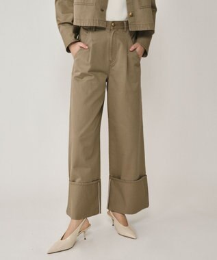 GRACE CONTINENTAL ロールアップワイドパンツ カーキ