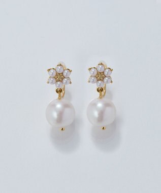  【痛くないシリーズ】フルールパールライトフィットイヤリング　ゴールド