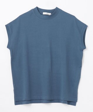 ANY L モックネックフレンチスリーブプルオーバー ブルー