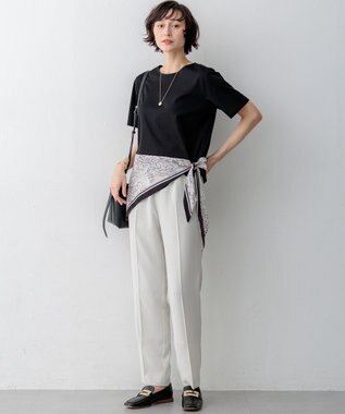 23区 L 【Oggi7月号掲載/吸水速乾/接触冷感/UVカット】ストレッチジョーゼット テーパード パンツ ベージュ系